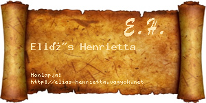 Eliás Henrietta névjegykártya