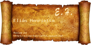 Eliás Henrietta névjegykártya